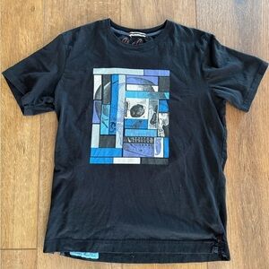 Robert Graham Black Graphic Cotton Skull T-Shirt Short Sleeve / medium